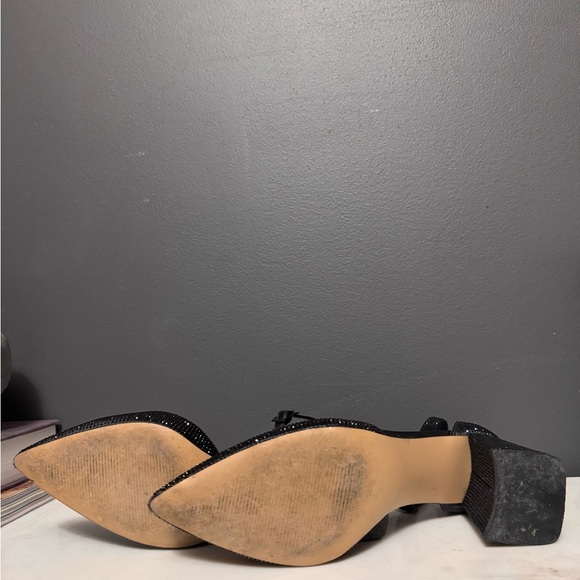 Spring Rhienstone Black Block Heels - Picture 6 of 8